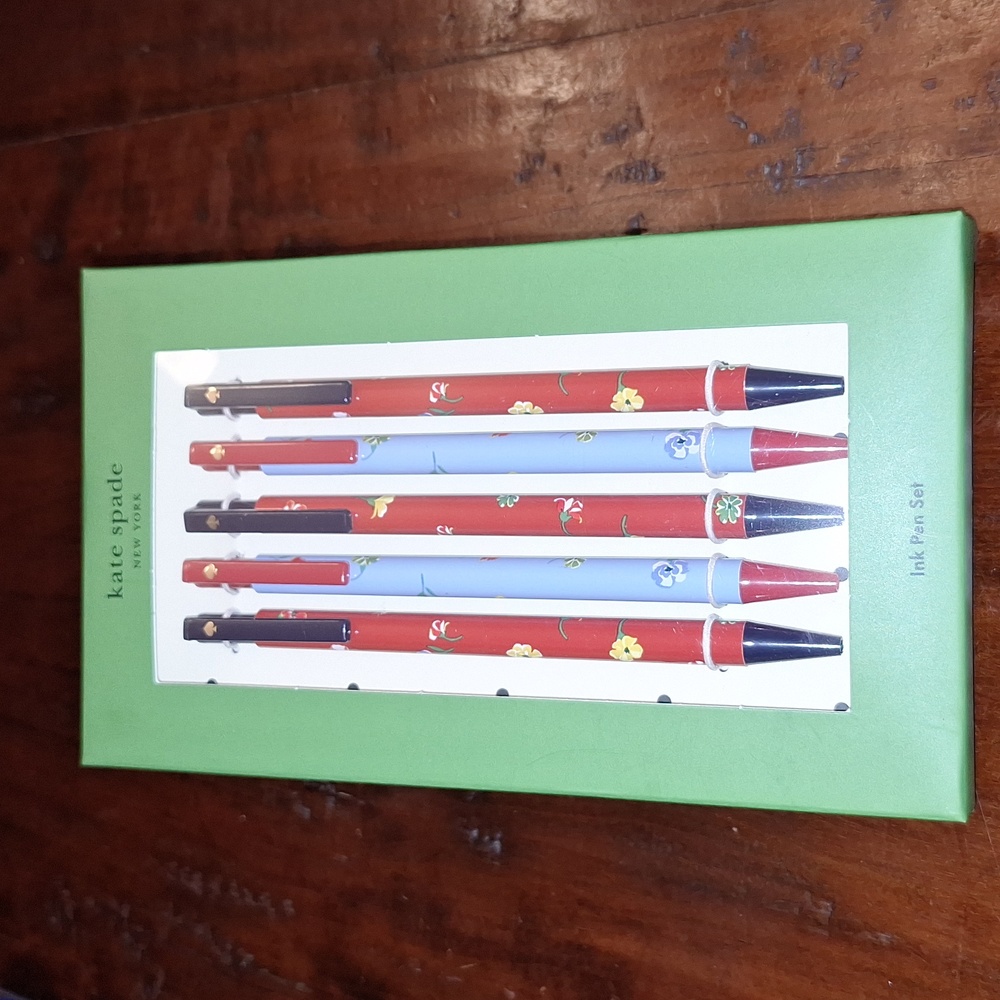 ♠️ Kate Spade Garden Toss set of 5 black ink pens. NEW! - Picture 7 of 7